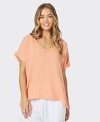 Threadz Top V-Neck Byron Cotton - Papaya