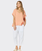 Threadz Top V-Neck Byron Cotton - Papaya