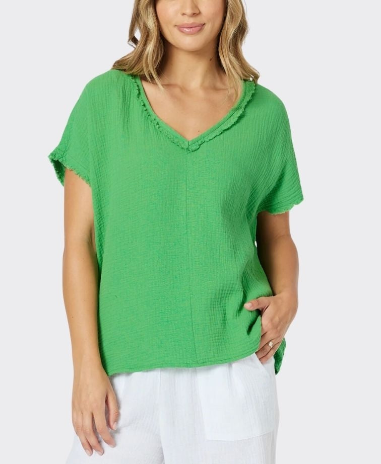 Threadz Top V-Neck Byron Cotton - Emerald