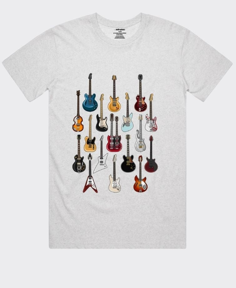 Isthatso Mens Famous Guitars - White Marle