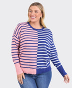 Elm Knit Louise Spliced - Deep Blue/Pink
