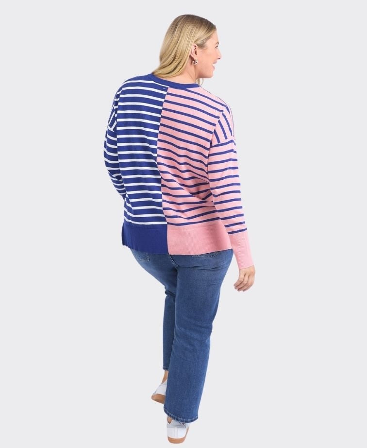 Elm Knit Louise Spliced - Deep Blue/Pink