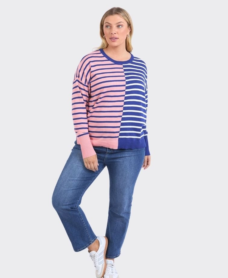 Elm Knit Louise Spliced - Deep Blue/Pink