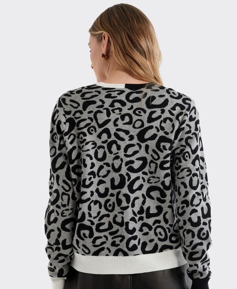 LD + Co Cardi Leopard - Mid Grey