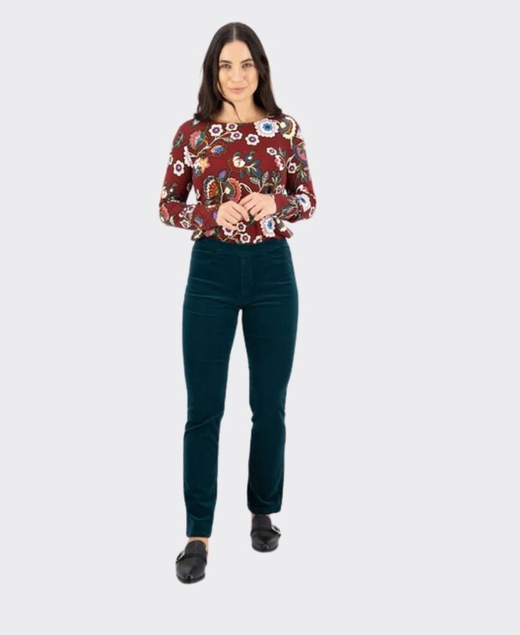 Vassalli Pant Bay Cord Slim Leg - Peacock