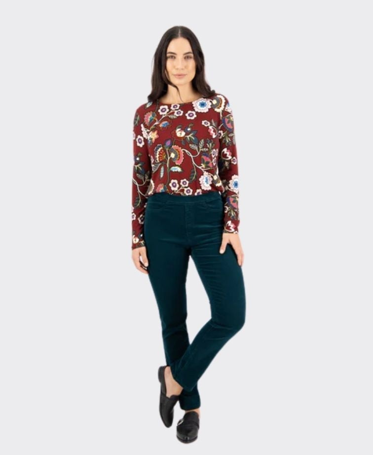 Vassalli Pant Bay Cord Slim Leg - Peacock