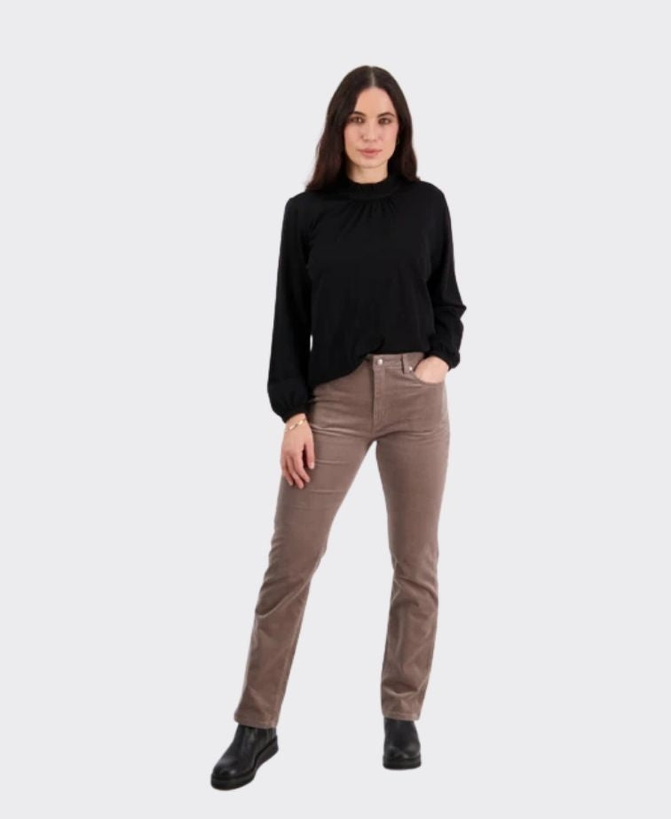 Vassalli Pants Arch Cord Straight Leg Full Length - Taupe