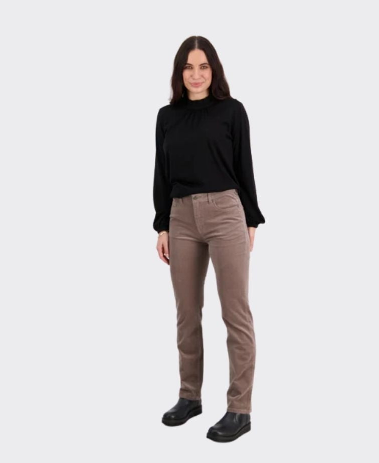 Vassalli Pants Arch Cord Straight Leg Full Length - Taupe