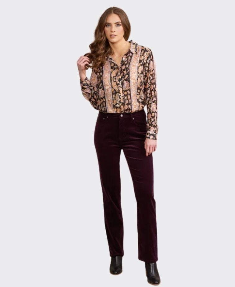 Vassalli Pants Arch Cord Straight Leg Full Length - Mulberry