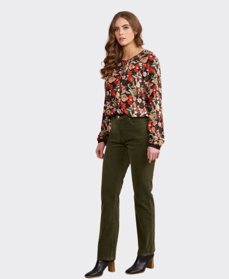 Vassalli Pants Arch Cord Straight Leg Full Length - Deep Sage