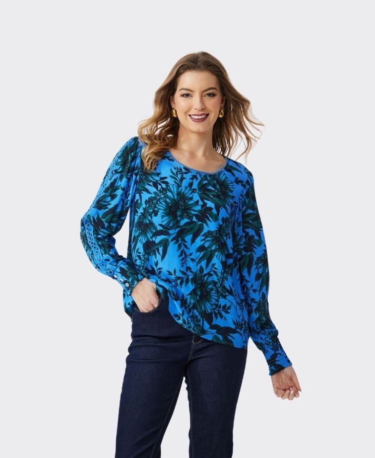 Newport Top Symphony Lace Trim - Symphony Print