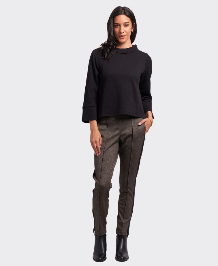 Foil Jumper Boat Neck - Black
