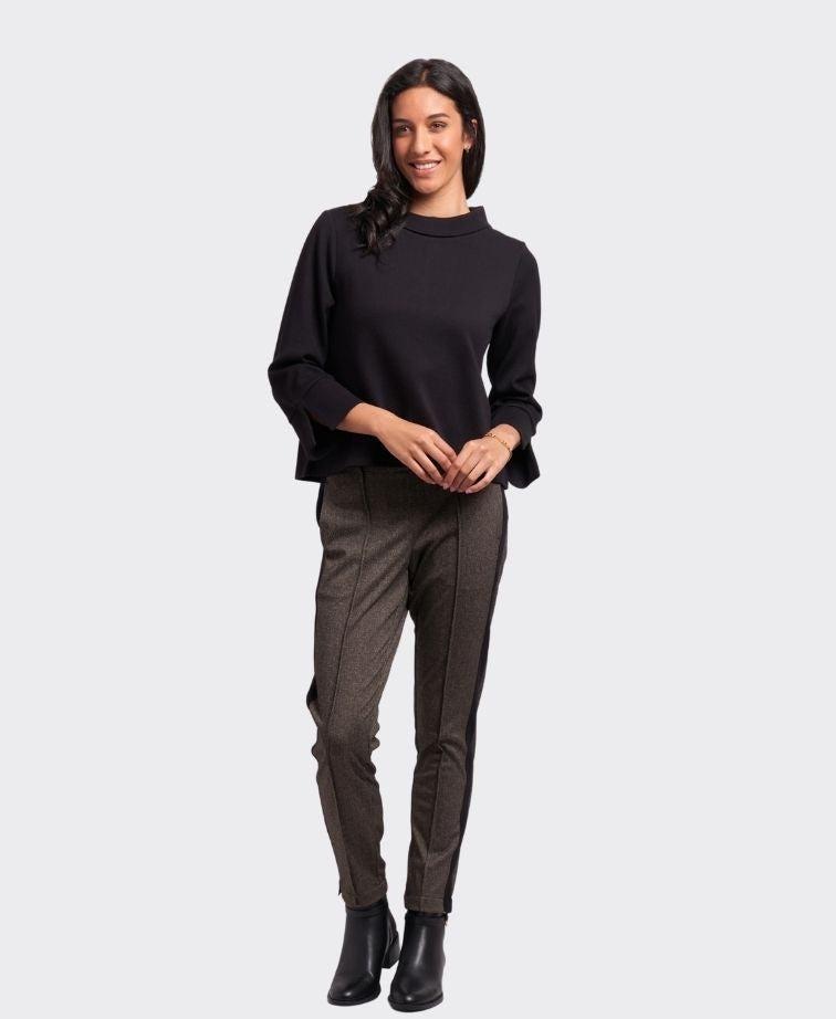 Foil Jumper Boat Neck - Black