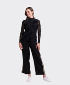 Foil Top L/S Polo Neck - Black Splatter