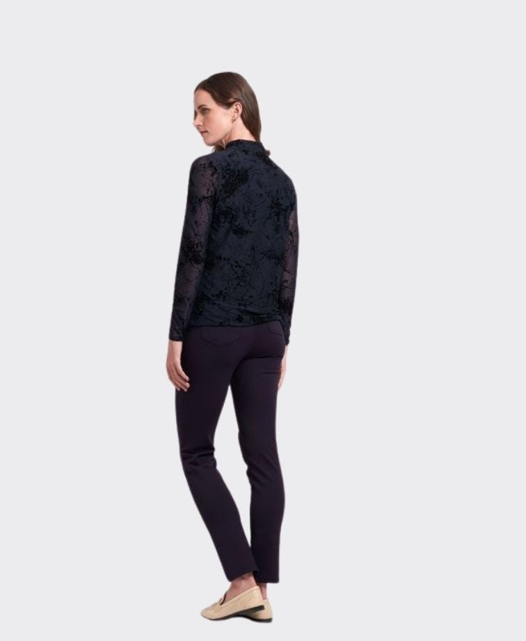 Foil Top L/S Polo Neck - Navy Splatter
