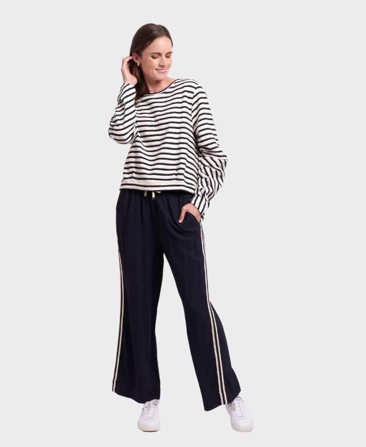 Foil Top Pleat Detail Stripe - Black/White