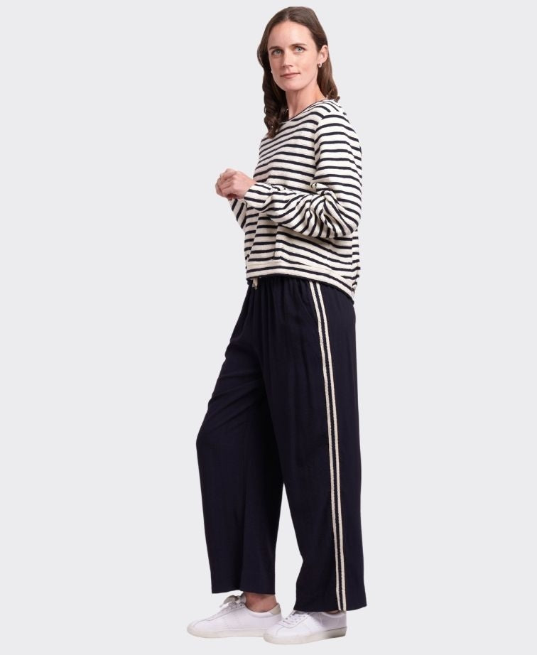 Foil Top Pleat Detail Stripe - Black/White