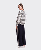 Foil Top Pleat Detail Stripe - Black/White