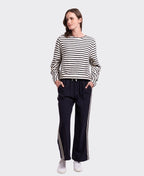 Foil Top Pleat Detail Stripe - Black/White