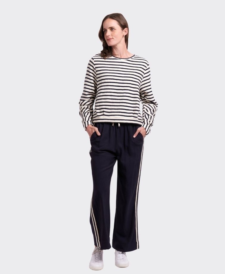 Foil Top Pleat Detail Stripe - Black/White