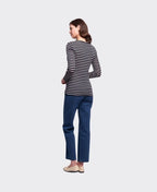 Foil Top Signature Crew Neck - Navy Stripe