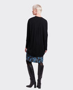 Foil Cardigan Open Front Midi - Black