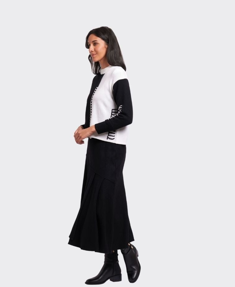 Foil Crew Blanket Stitch - Black/Ivory
