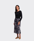 Memo Skirt Velveteen - Steel Floral