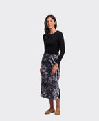 Memo Skirt Velveteen - Steel Floral
