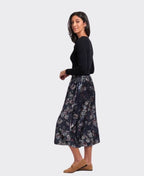 Memo Skirt Velveteen - Steel Floral