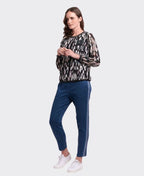 Memo Top Sheer Sleeve Rib Detail - Petrol Drops