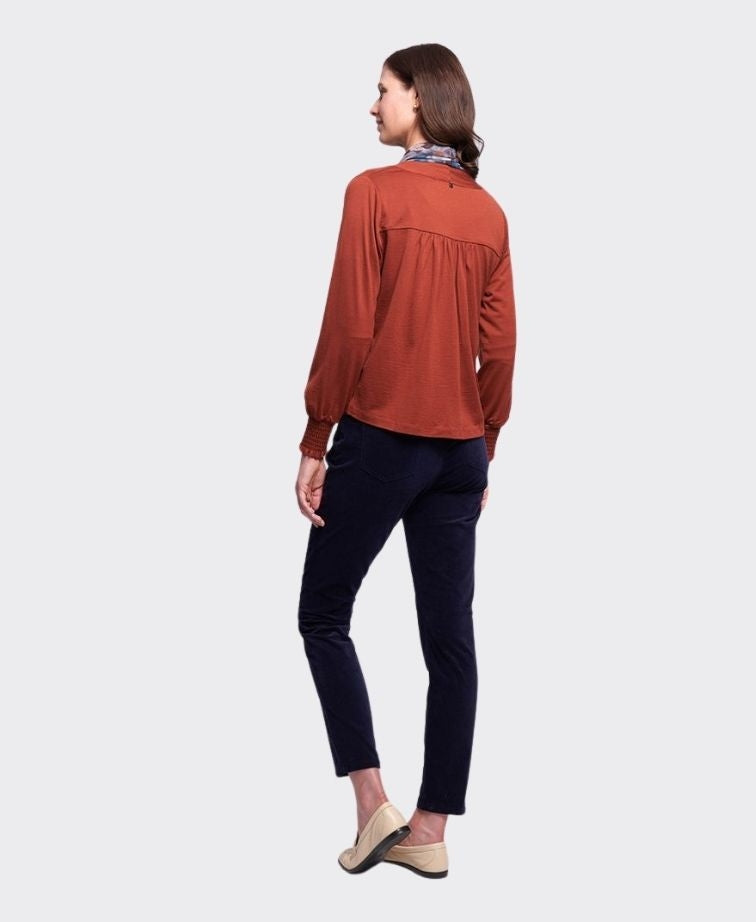 Foil Cardigan Shirred Cuff Merino - Intense Rust