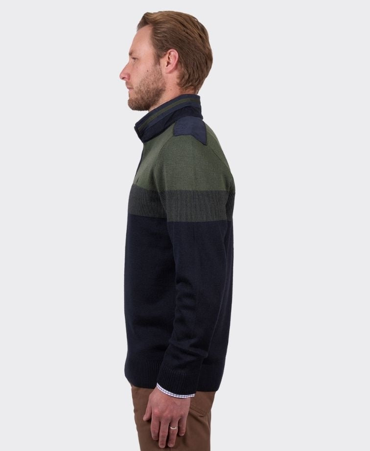 Thomas Cook Jumper Roy 1/4 Zip - Navy/Dark Green