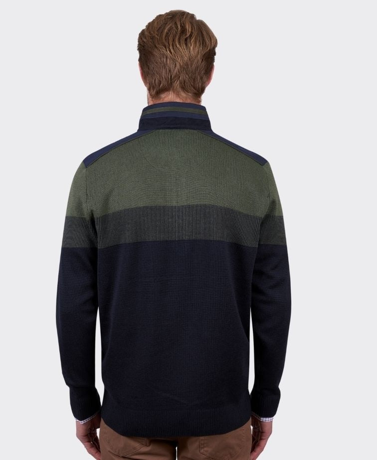 Thomas Cook Jumper Roy 1/4 Zip - Navy/Dark Green