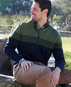 Thomas Cook Jumper Roy 1/4 Zip - Navy/Dark Green
