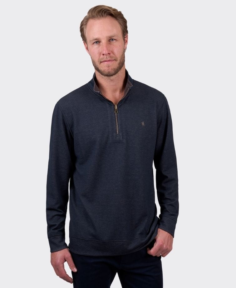 Thomas Cook Jumper Vic Reversible 1/4 Zip - Navy/Dark Tan