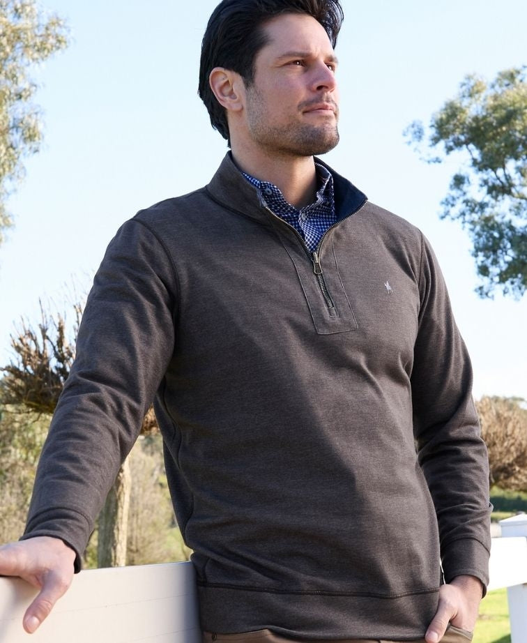 Thomas Cook Jumper Vic Reversible 1/4 Zip - Navy/Dark Tan