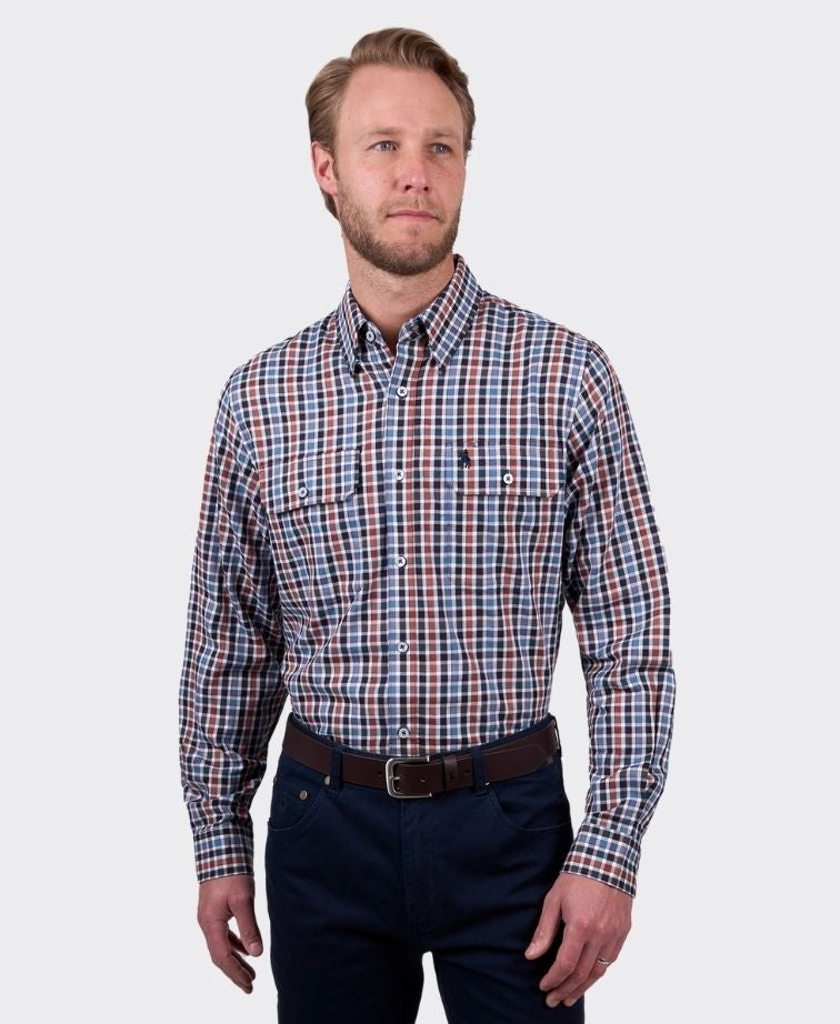 Thomas Cook Shirt L/S Ben - Navy/Tan