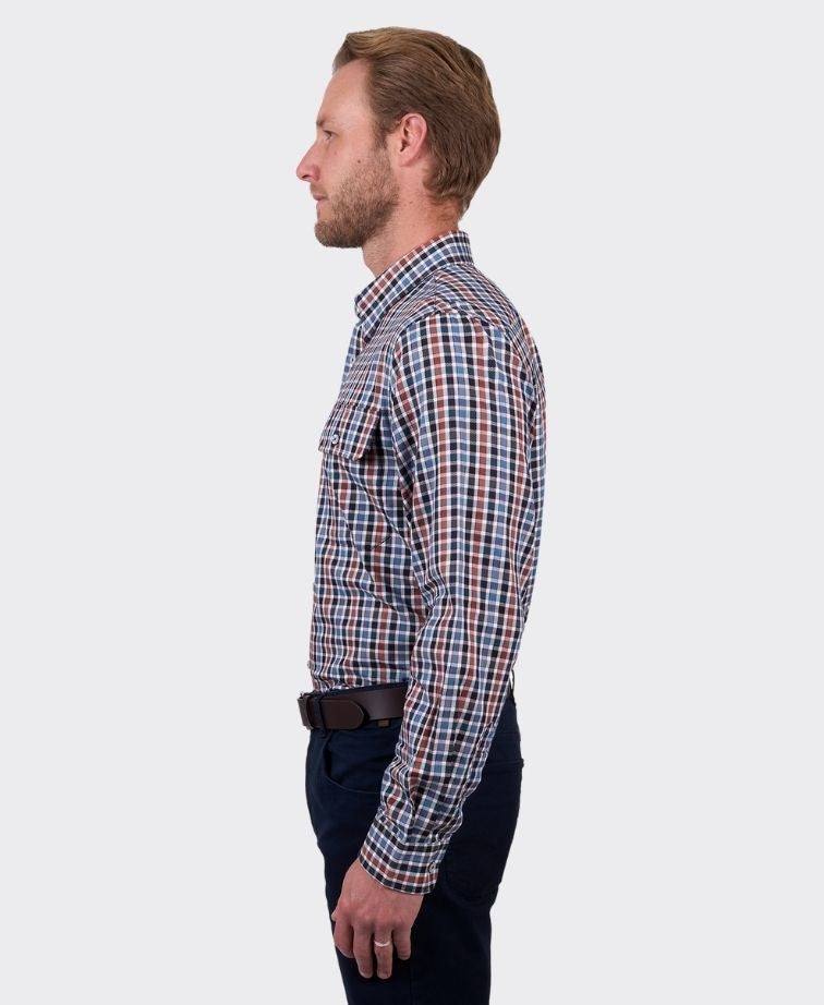 Thomas Cook Shirt L/S Ben - Navy/Tan