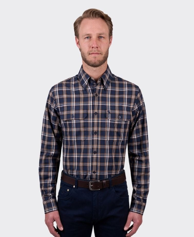 Thomas Cook Shirt L/S Dylan - Navy/Tan