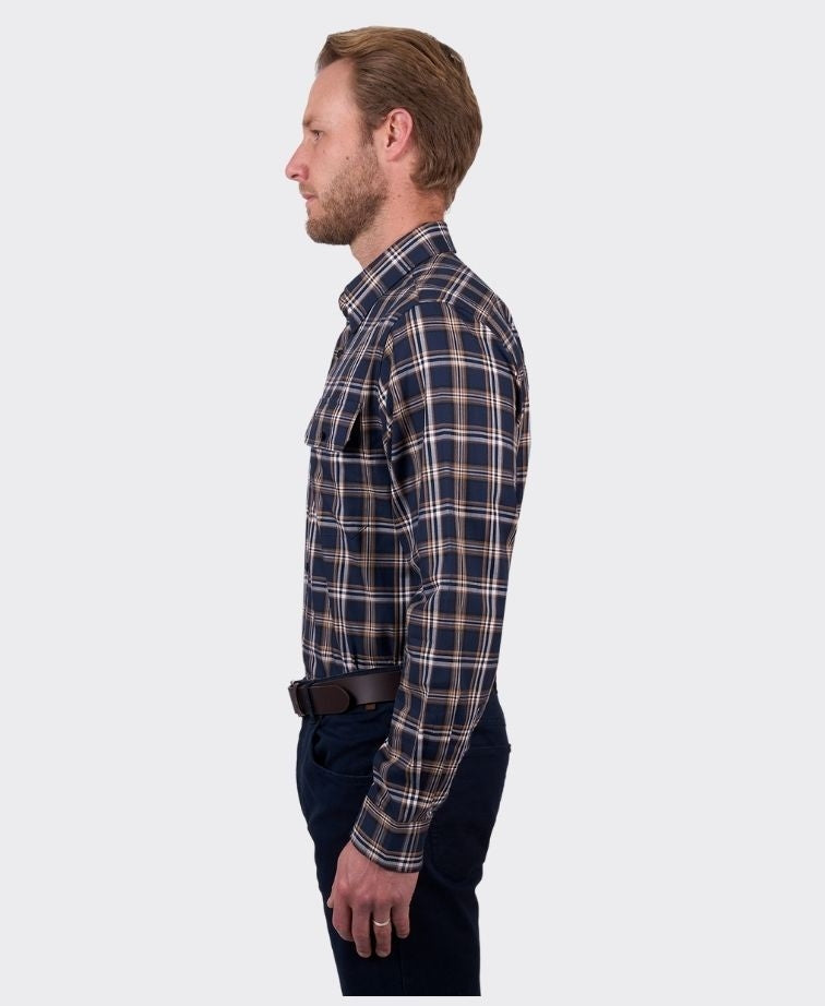 Thomas Cook Shirt L/S Dylan - Navy/Tan