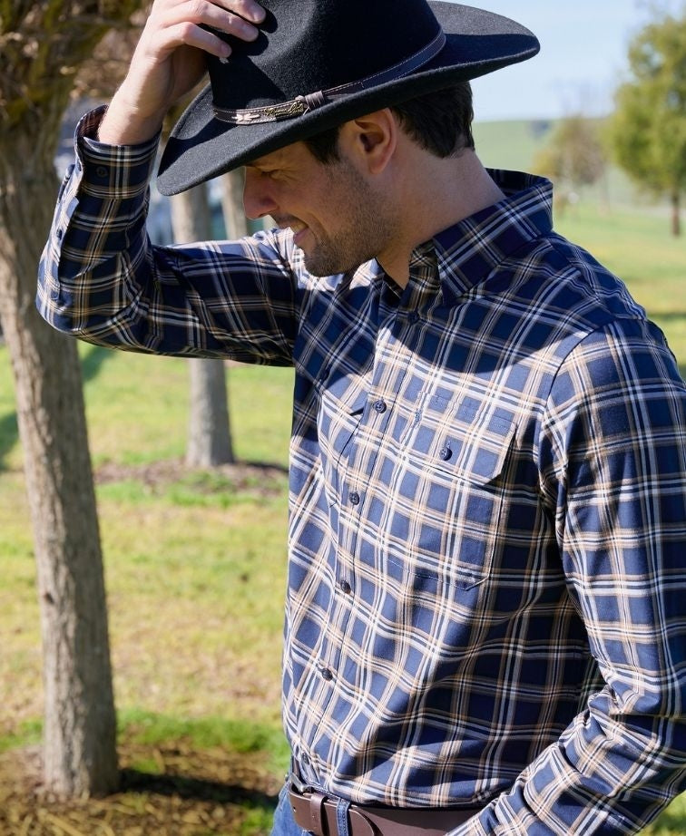 Thomas Cook Shirt L/S Dylan - Navy/Tan