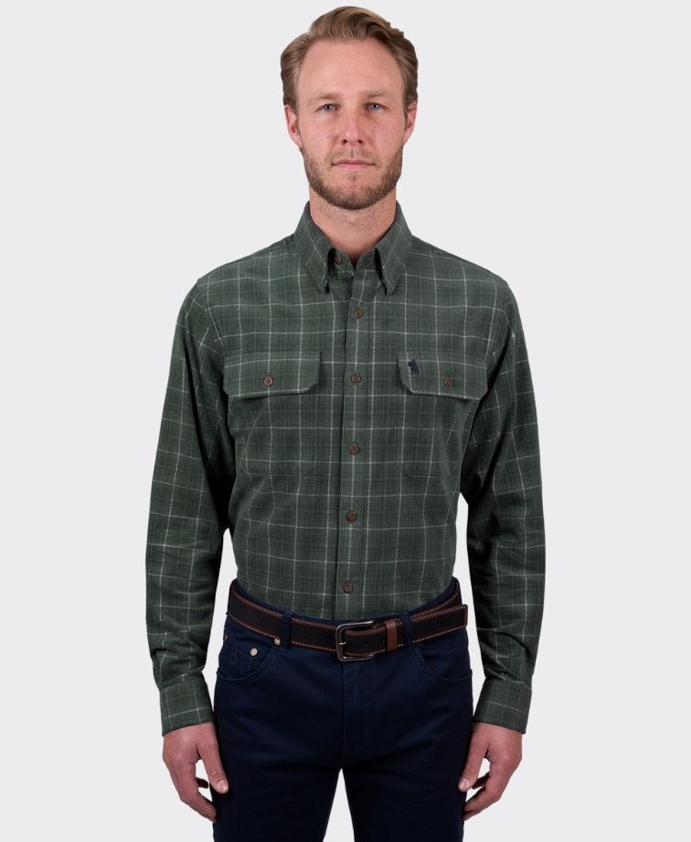 Thomas Cook Shirt L/S Leo Brushed Cotton - Green