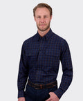 Thomas Cook Shirt L/S Max Brushed Cotton - Navy/Tan