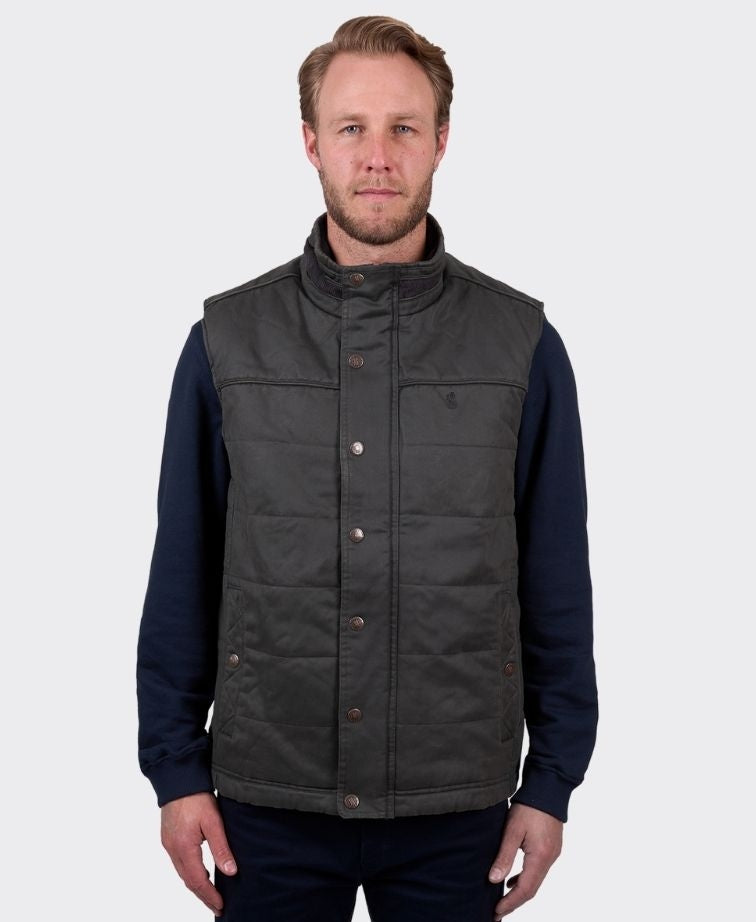 Thomas Cook Vest Will Faux Oilskin - Olive