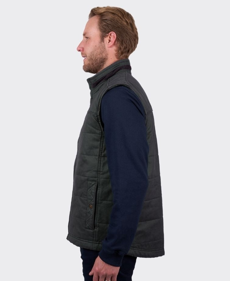 Thomas Cook Vest Will Faux Oilskin - Olive