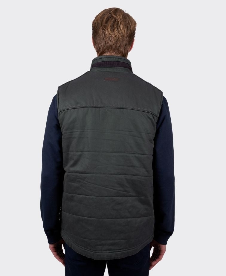 Thomas Cook Vest Will Faux Oilskin - Olive