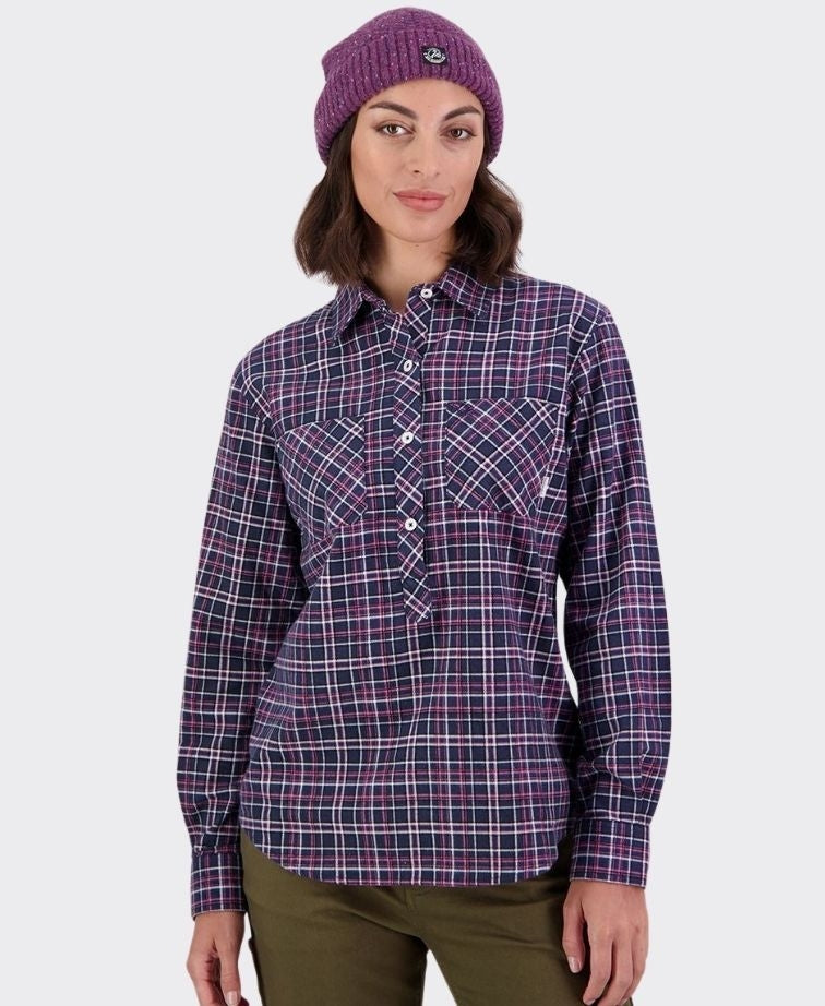 Swanndri Womens Egmont Shirt - Pink Navy