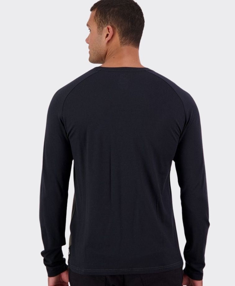 Swanndri Carlton L/S Merino Tee - Dk Olive/Black