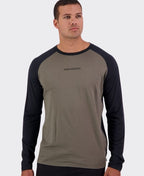 Swanndri Carlton L/S Merino Tee - Dk Olive/Black